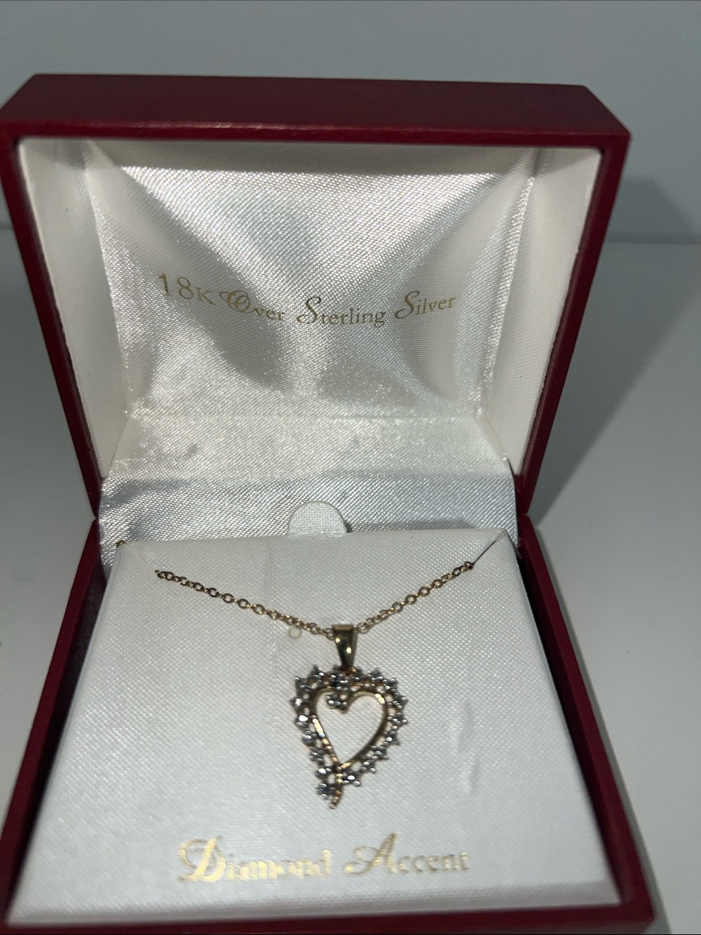 18K Over Sterling Silver Heart Pendant Necklace - Gold